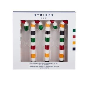 HBC - Hudson’s Bay Company STRIPE CANDY CANE ORNAMENTS, SET OF 4 **BRAND NEW**